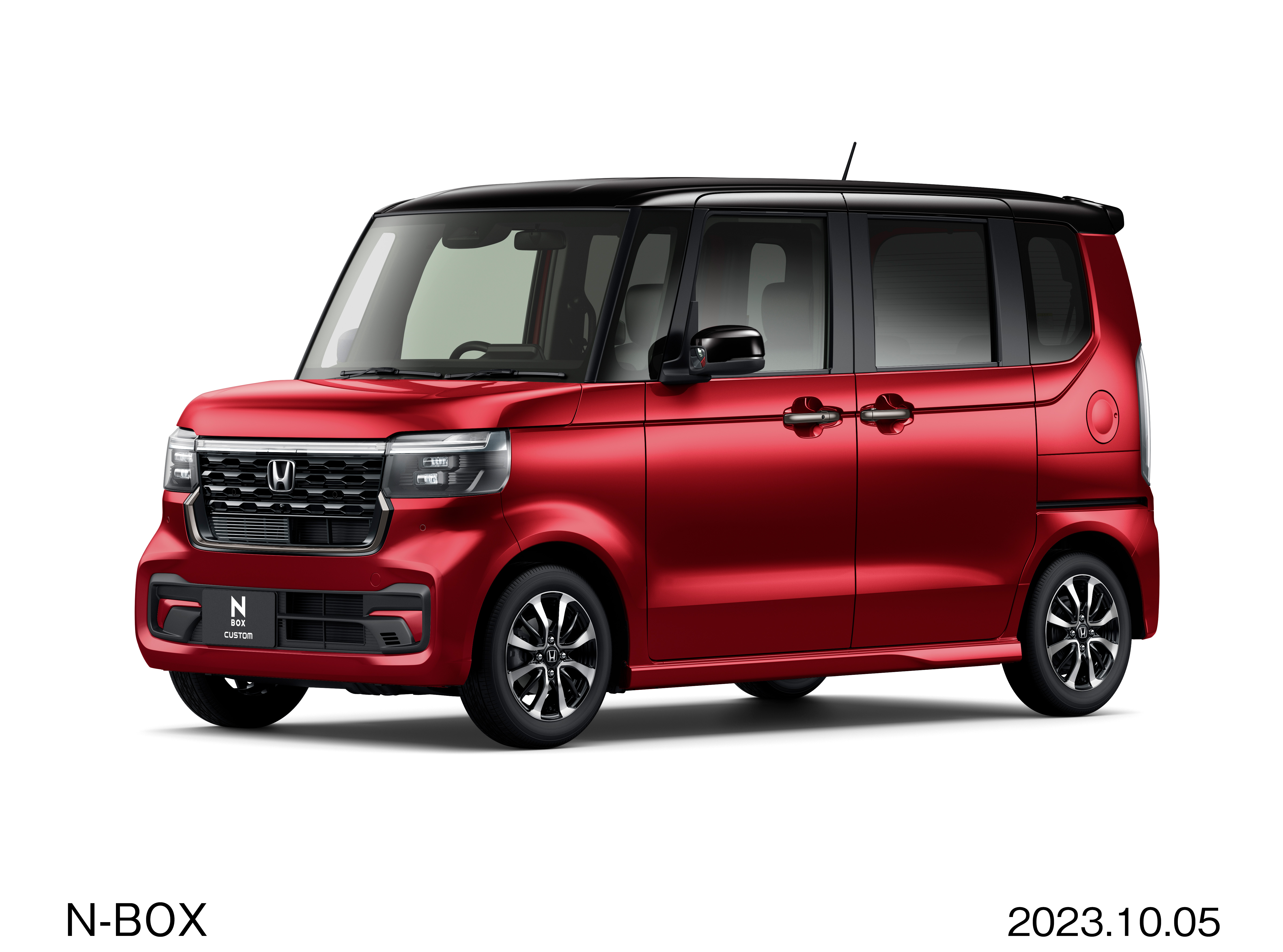 ホンダN-BOX CUSTOMのプレミアムクリスタルレッド・メタリック&ブラック