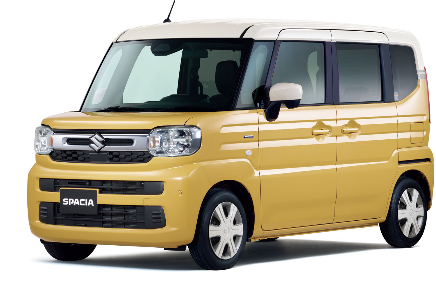 スズキスペーシア_HYBRID X_ミモザイエローパールメタリック ソフトベージュ2トーンルーフ